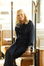 Dark Denim Rosette Blouse