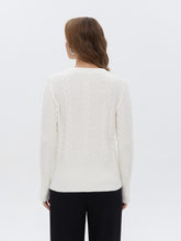 Ivory Cable Knit Crew Neck Sweater
