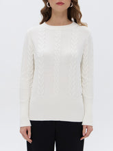 Ivory Cable Knit Crew Neck Sweater