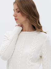 Ivory Cable Knit Crew Neck Sweater