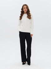 Ivory Cable Knit Crew Neck Sweater