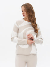 Beige & Ivory Abstract Print Knit Sweater