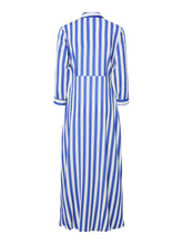 Savanna Long Shirt Dress - Blue & White