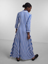 Savanna Long Shirt Dress - Blue & White