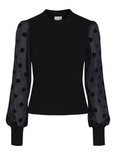 Dotme Ballon Sleeve Top - Black
