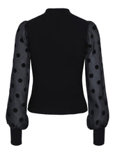 Dotme Ballon Sleeve Top - Black