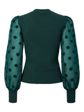 Emerald Jumper with Sheer Polka Dot Sleeves