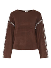 Chocolate Brown Jumper with Contrast Stitch Detail