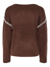 Chocolate Brown Jumper with Contrast Stitch Detail