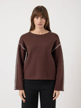 Chocolate Brown Jumper with Contrast Stitch Detail