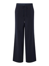 Navy Wide-Leg Trousers with Drawstring Waist