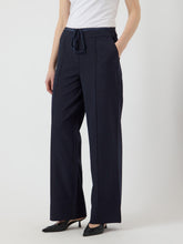 Navy Wide-Leg Trousers with Drawstring Waist