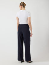 Navy Wide-Leg Trousers with Drawstring Waist
