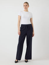Navy Wide-Leg Trousers with Drawstring Waist