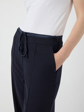 Navy Wide-Leg Trousers with Drawstring Waist