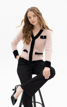 Blush and Black Contrast Trim Cardigan