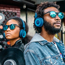 Black Round Frame Mirrored Sunglasses