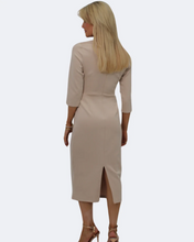 Kate & Pippa Amy Structured Midi Dress In Beige