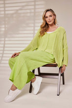 Linen Wide Leg Trousers - Lime Green