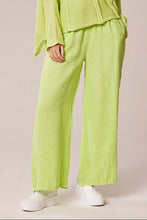 Linen Wide Leg Trousers - Lime Green