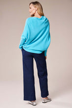 Asymmetrical Batwing Knit Sweater - Turquoise