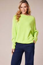 Asymmetrical Batwing Knit Sweater - Lime Green