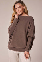 Asymmetrical Batwing Knit Sweater - Mocha