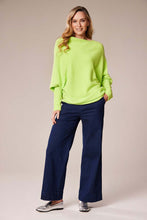 Asymmetrical Batwing Knit Sweater - Lime Green