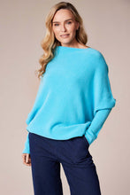 Asymmetrical Batwing Knit Sweater - Turquoise