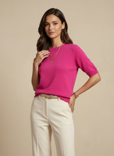 Short Sleeve Knit Top - Fuchsia