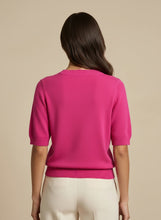 Short Sleeve Knit Top - Fuchsia
