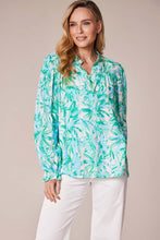 Printed V-Neck Blouse - Mint Palm