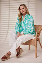 Printed V-Neck Blouse - Mint Palm