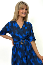 Positano Midi Dress In Blue / Navy Print