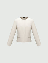 Fitted-Waist Basketweave Jacket - Wool White