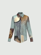 Printed Satin Shirt with Box Pleat