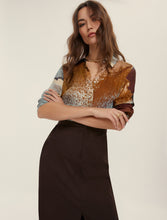 Printed Satin Shirt with Box Pleat