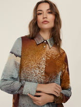 Printed Satin Shirt with Box Pleat