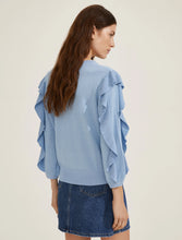 Ruffled Sweater - Light blue