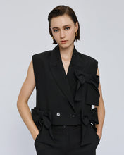 Black Sleeveless Blazer with Bows