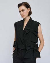 Black Sleeveless Blazer with Bows