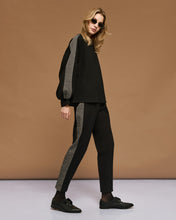 Black Herringbone Stripe Top