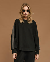 Black Herringbone Stripe Top