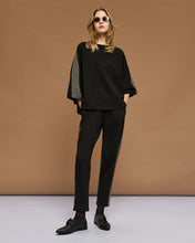 Black Herringbone Stripe Top