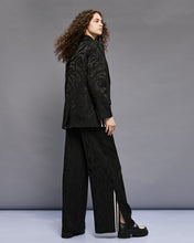 Black Jacquard Wide-Leg Trousers