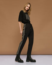 Black Herringbone Stripe Trousers