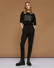 Black Herringbone Stripe Trousers