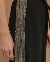 Black Herringbone Stripe Trousers