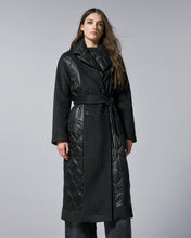 Long Black Coat with Quilted Detail