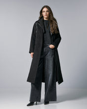 Long Black Coat with Quilted Detail